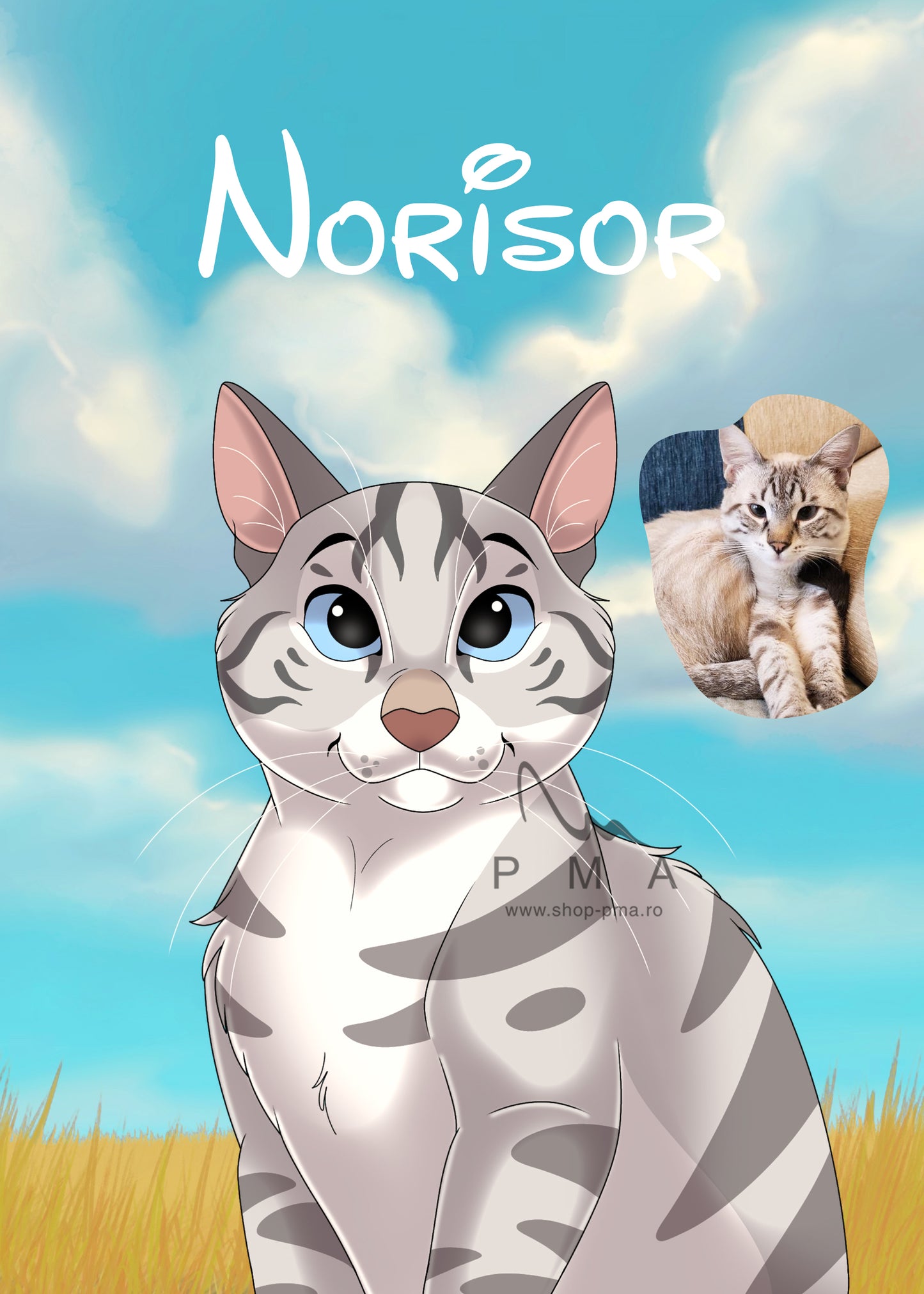 Fisier Digital | Portrete digitale personalizate CARTOON cu animalute-Custom Hand-Drawn Cartoon Pet Portrait