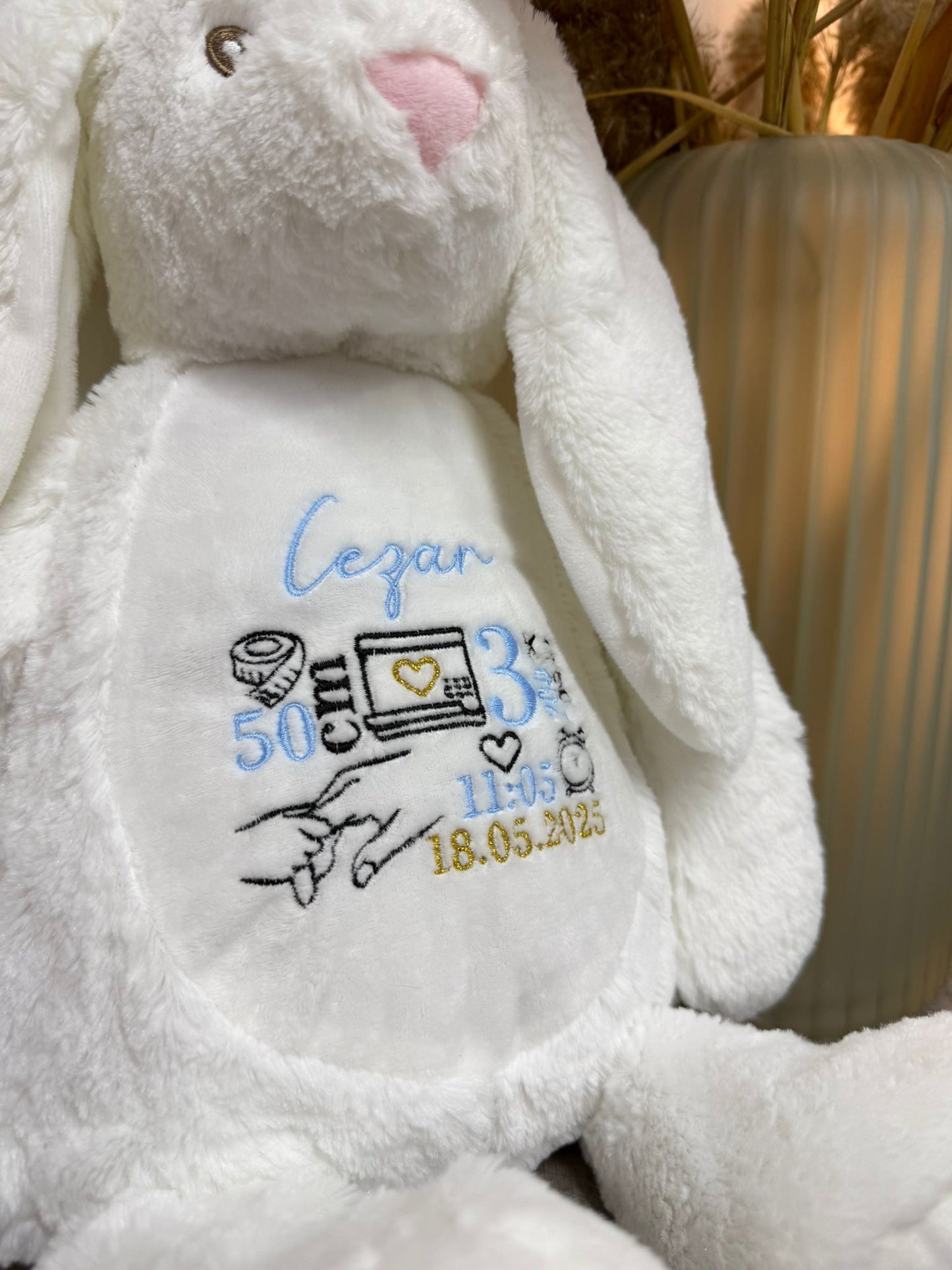 Jucarie de plus personalizata cu date nastere iepuras Mr. Fluffy Ears
