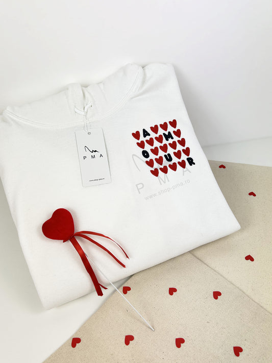 Hanorac/Bluza/Tricou brodat AMOUR- YOU&ME Collection