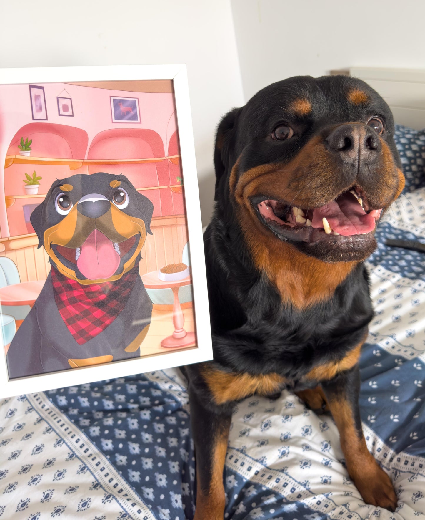 Tablou personalizat CARTOON cu animalute-Custom Hand-Drawn Cartoon Pet Portrait