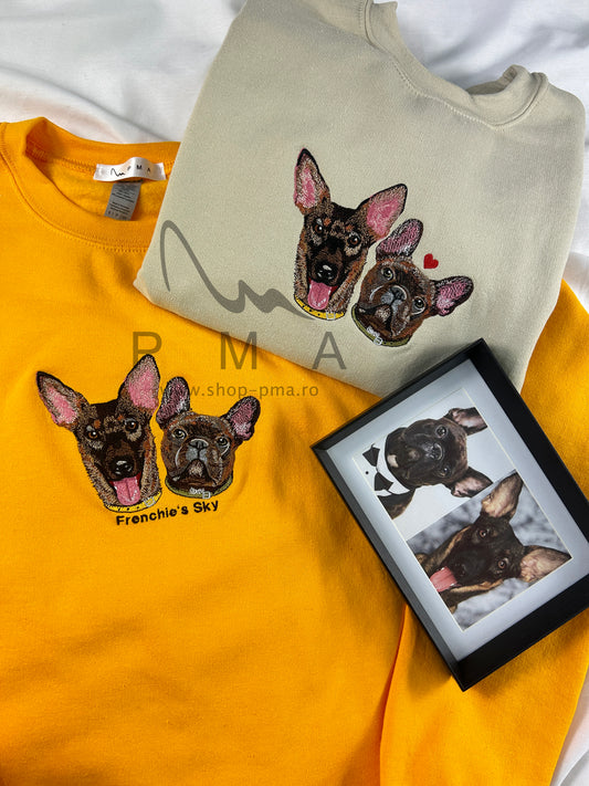 Hanorac/Bluza/ Tricou personalizat brodat cu animalut-Realistic Pet Portraits