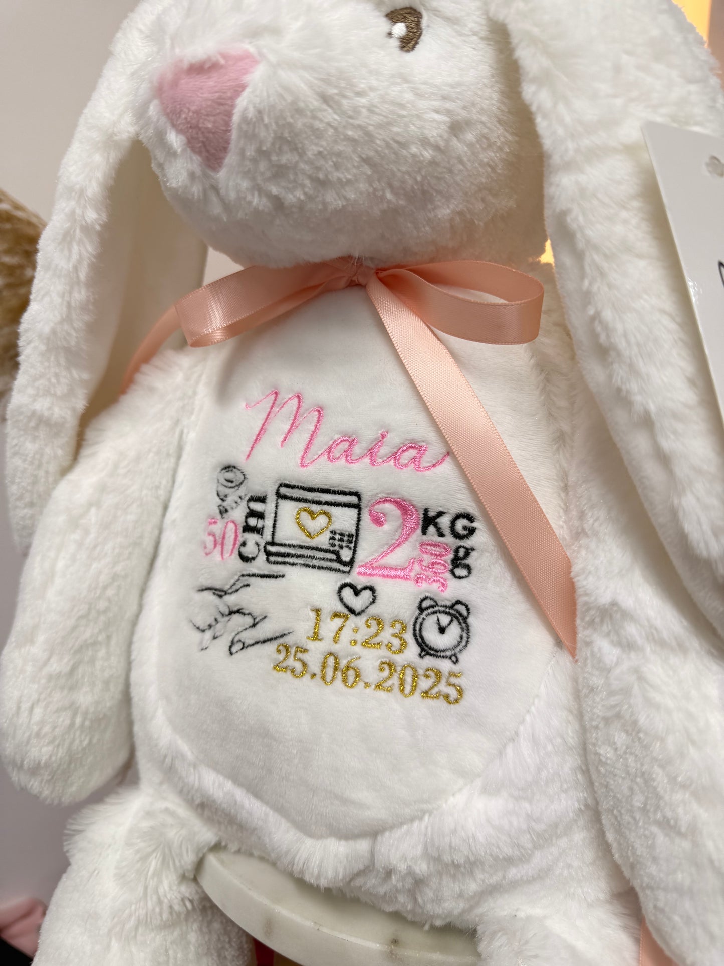 Jucarie de plus personalizata cu date nastere iepuras Mr. Fluffy Ears