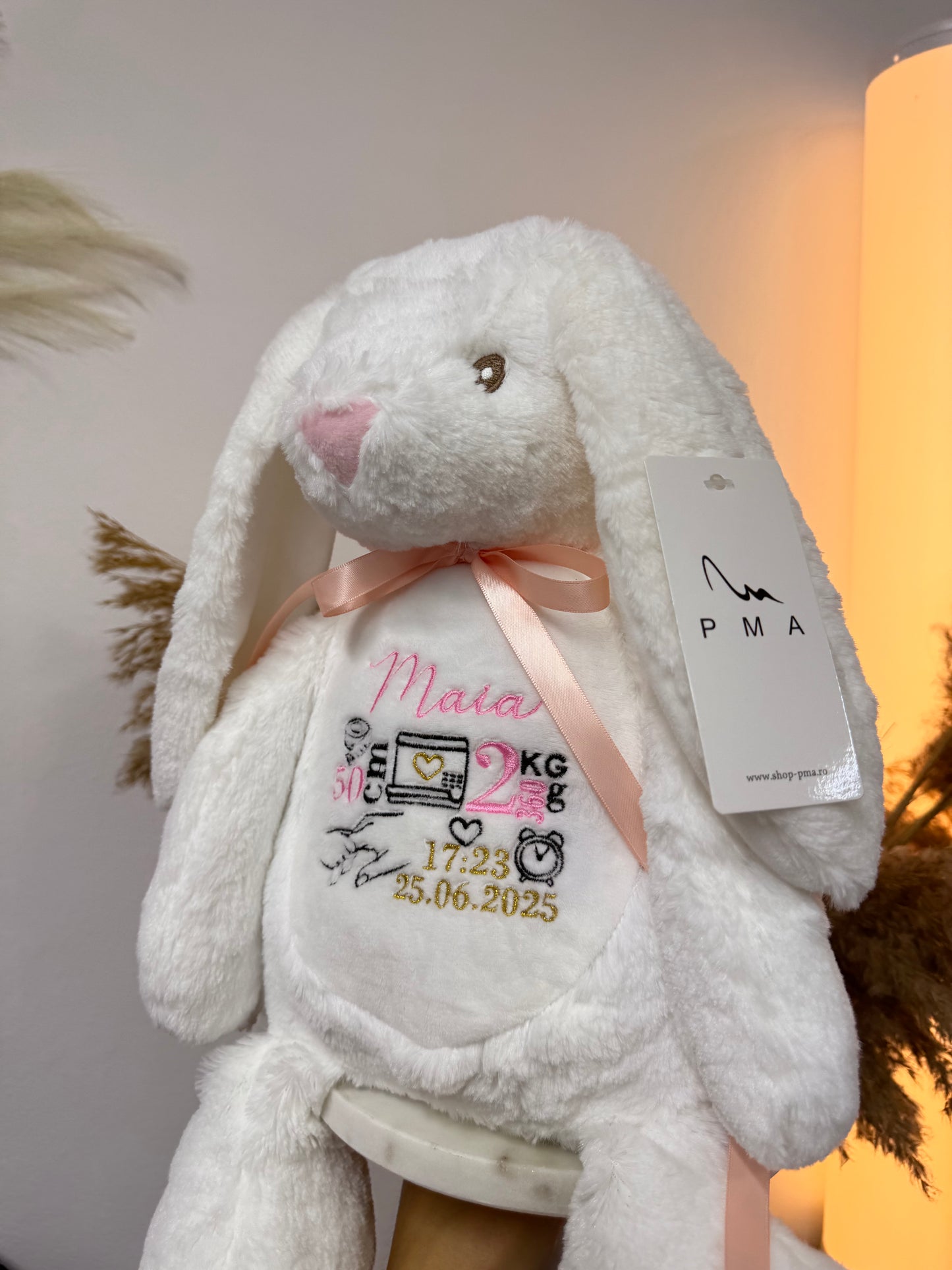 Jucarie de plus personalizata cu date nastere iepuras Mr. Fluffy Ears