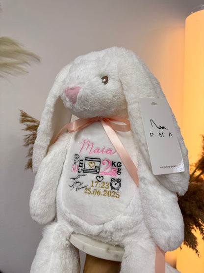 Jucarie de plus personalizata cu date nastere iepuras Mr. Fluffy Ears