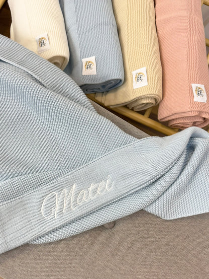 Pătură personalizată brodată din bumbac 100%