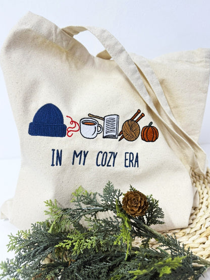 Sacosa Tote Bag bumbac gros organic brodata - IN MY COZY ERA