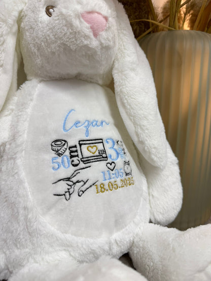 Jucarie de plus personalizata cu date nastere iepuras Mr. Fluffy Ears