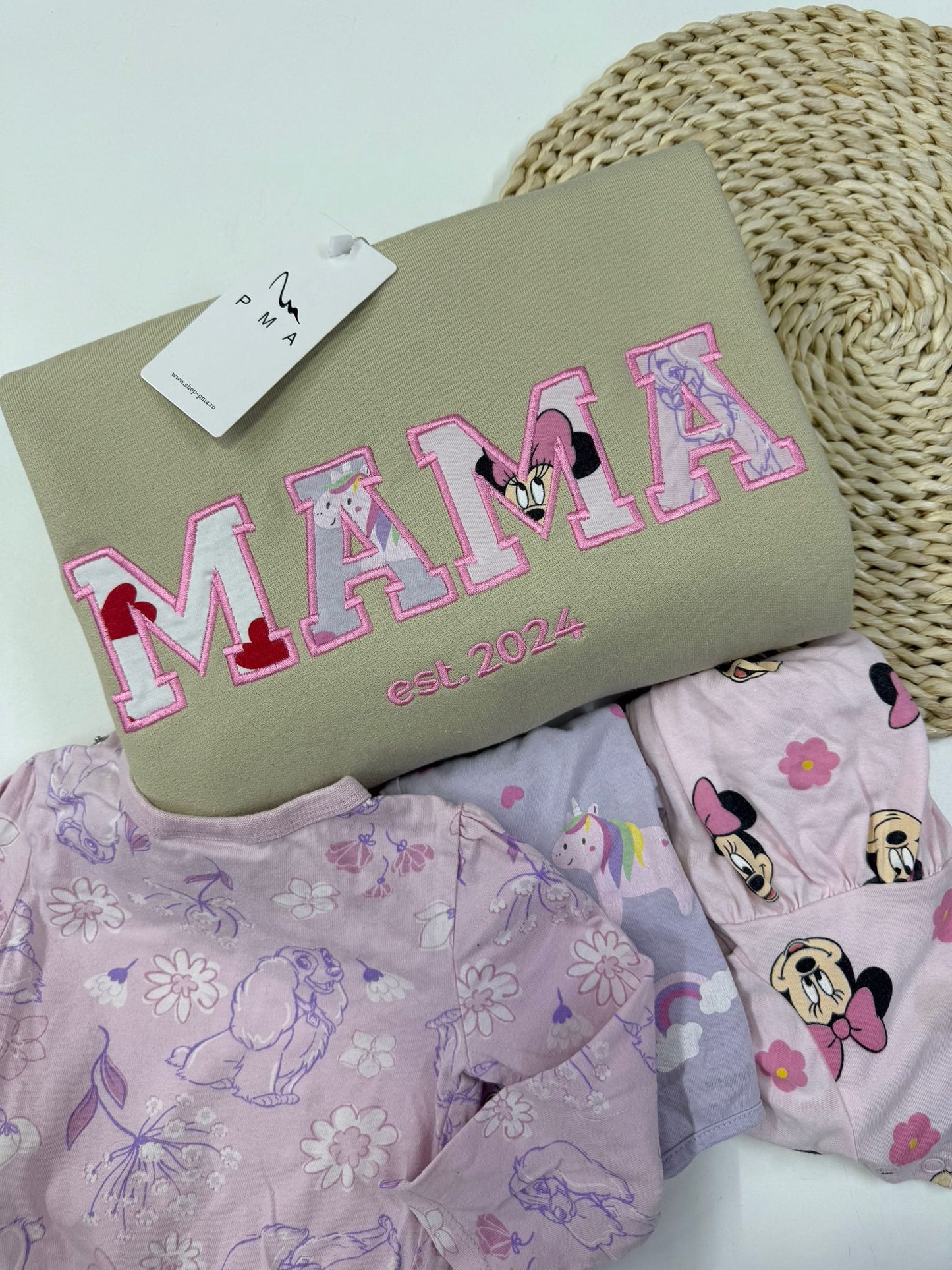 Bluza/hanorac personalizat/a prin broderie cu hainute de bebelus MAMA/ TATA/ BUNICA/ BICU