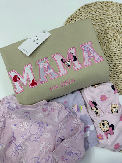 Bluza/hanorac personalizat/a prin broderie cu hainute de bebelus MAMA/ TATA/ BUNICA/ BICU