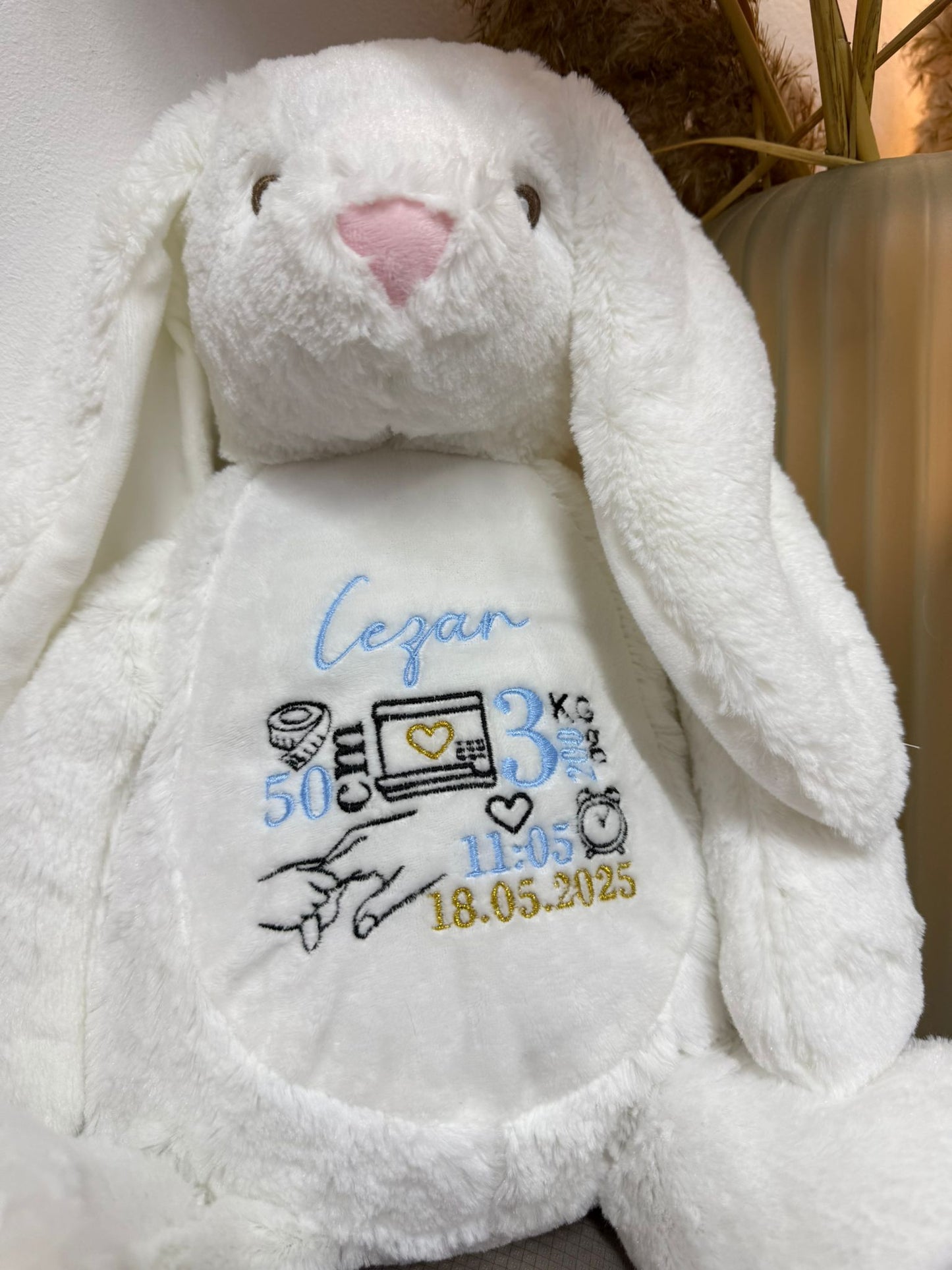 Jucarie de plus personalizata cu date nastere iepuras Mr. Fluffy Ears