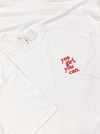 Tricou premium OVERSIZED brodat cu "yes girl you can"